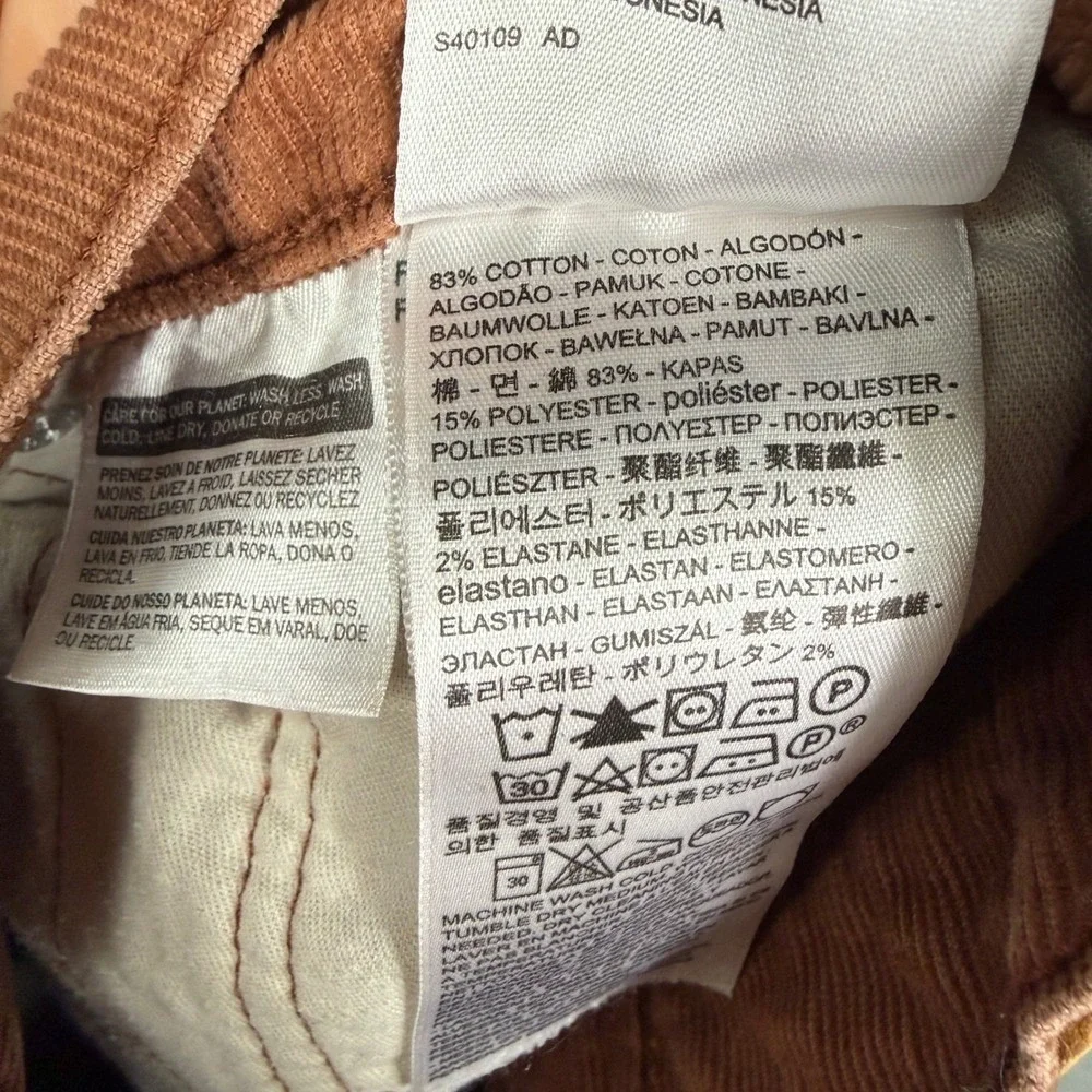 Levi's 511 Slim Fit Corduroy Pants Copper Orange‎ Men's Size 31x32